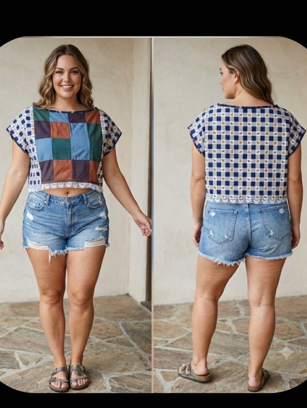 Upcycled Vtg Textile Crop Top XL-1X Crows Sunflowers Dont Throw It Out